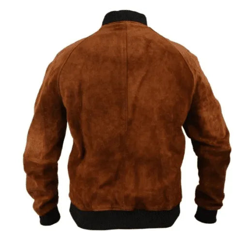 Handmade Men Suede Leather Jacket, Bomber Jacket For Men