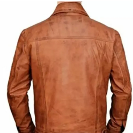Men’s Handmade Brown Leather Trucker Jacket, Biker Jacket For Men
