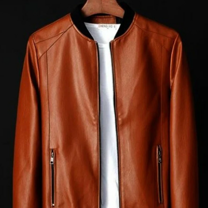 Handmade Men Brown Leather Fashion Jackets, Bomber Leather Jacket for Men