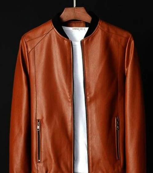 Handmade Men Brown Leather Fashion Jackets, Bomber Leather Jacket for Men