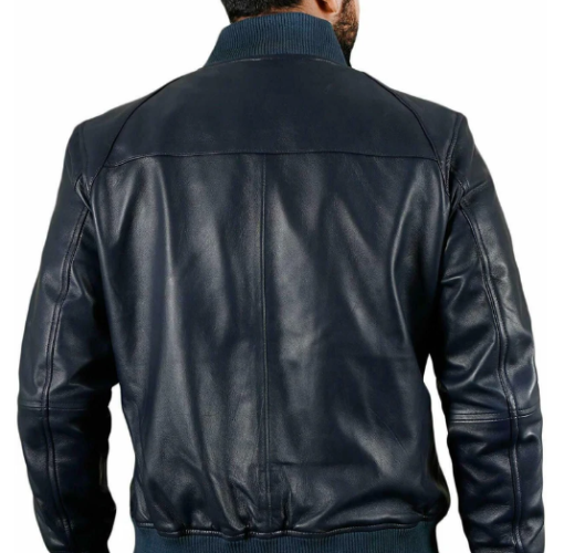 Handmade Men’s Blue Leather Jacket Biker/Racer Jacket For Men