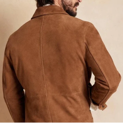 Handmade Men’s Brown Suede Jacket, Biker jacket with Multi Pocket Jacket For Men