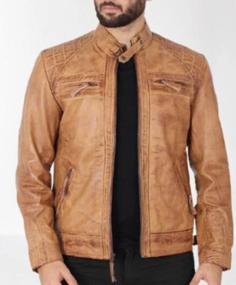 Men’s Handmade Tan Leather Fashion Jackets, Biker/Racer Jacket For Men