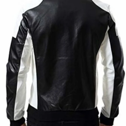 Handmade Men Two Tone Biker Leather Jacket, Moto Fashion Jacket For Men