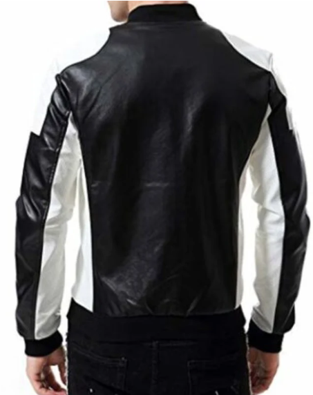 Handmade Men Two Tone Biker Leather Jacket, Moto Fashion Jacket For Men