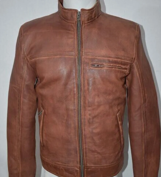 New Handmade Men’s Leather Jacket Brown Motorcycle Jacket for men