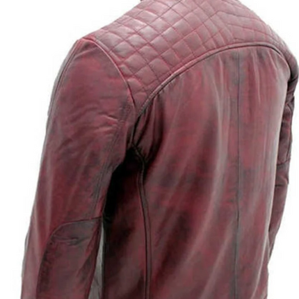 Handmade Men Maroon Biker Jacket, Moto Fashion Jacket For Men