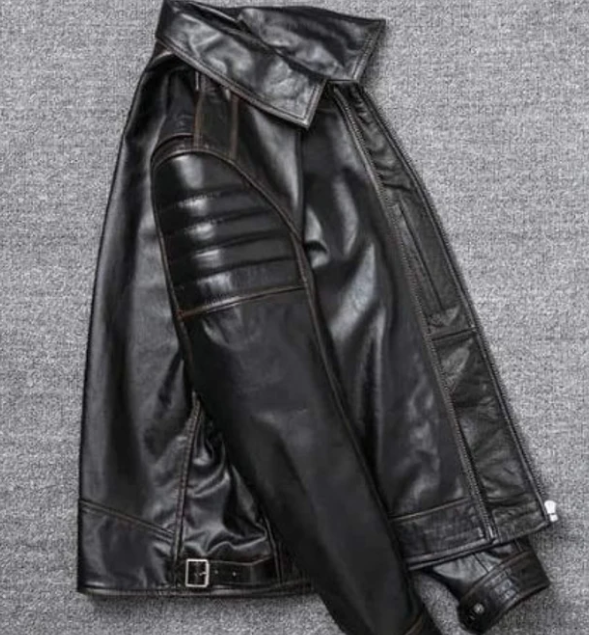 Handmade Men Black Fashion Winter Jacket, Real Leather Jacket For Men