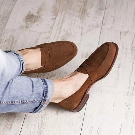 Men New Handmade Brown Suede Penny Loafer Shoes, Casual Suede Slip ons