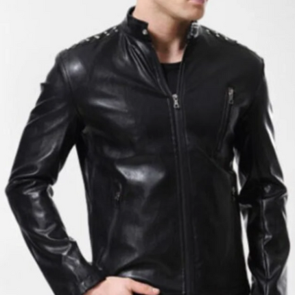 Handmade Men Black Fashion Leather Biker Jacket in Black, Leather Clothing Jacket For Men