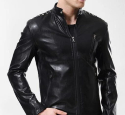 Handmade Men Black Fashion Leather Biker Jacket in Black, Leather Clothing Jacket For Men
