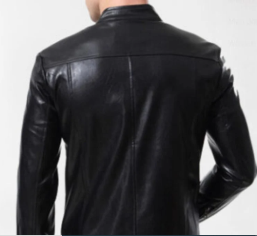 Handmade Men Black Fashion Leather Biker Jacket in Black, Leather Clothing Jacket For Men