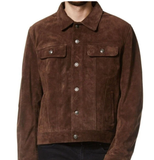 Handmade Men Suede Leather Jacket, Trucker jacket, Men Multi Pocket jacket for Men