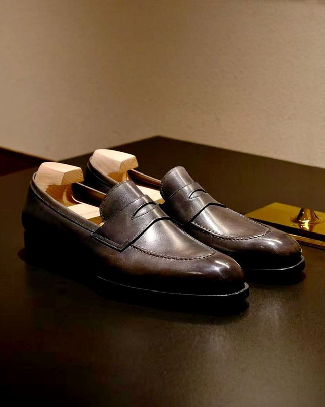 Handmade Dark Brown Moccasins, Mens Slip Ons Dress Shoes, Formal Loafers Shoes
