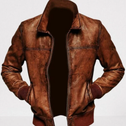 Handmade Men Shaded Brown Leather Fashion Jacket For Men