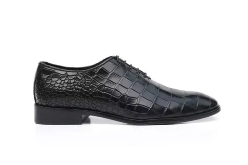 Men Handmade Black Crocodile Texture Leather Slip Ons Formal Dress Shoes mens