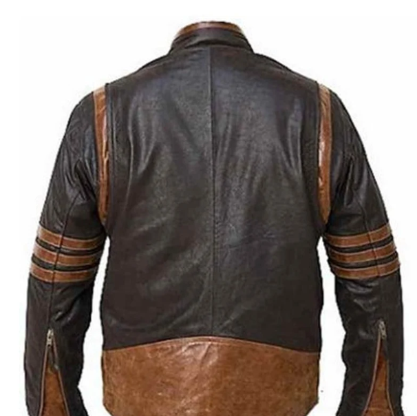 Handmade Men Brown Leather Jacket, Wolverine Leather Jacket for men