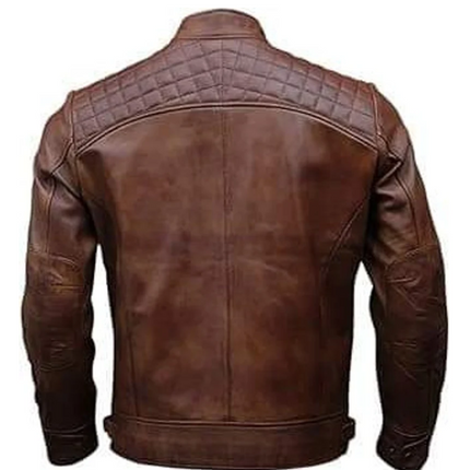Handmade Brown Leather Biker/ Racers Jacket For Men, Moto Fashion Jacket For Men