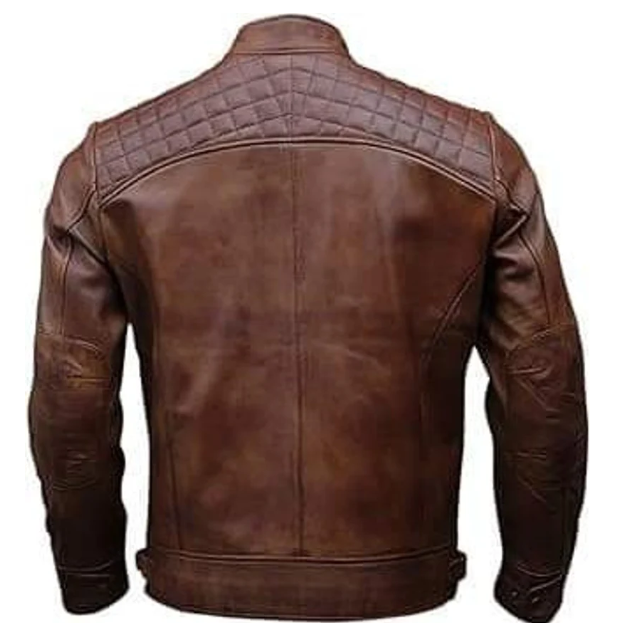 Handmade Brown Leather Biker/ Racers Jacket For Men, Moto Fashion Jacket For Men
