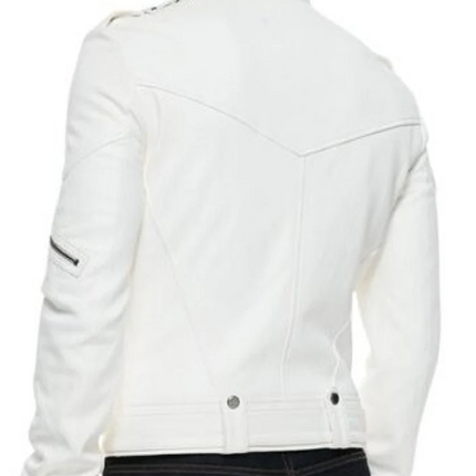 Handmade Men White Leather Jackets, Fashion Leather Jackets for Men