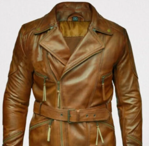 Handmade Men Brown Leather Multipocketed Jacket, Dress Coat Jacket For Men