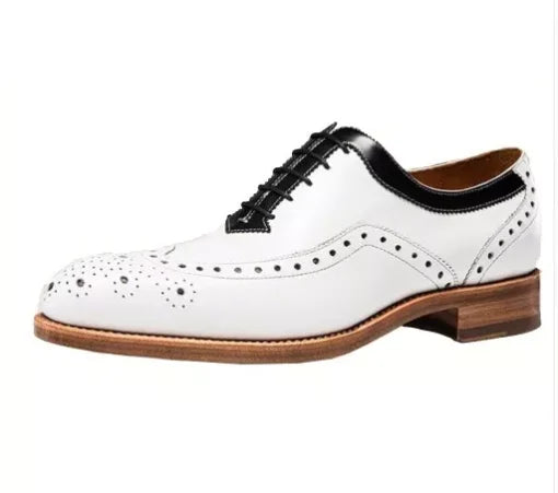 New Men’s Two Tone Wing Tip Brogue Lace Up Handmade Dress Shoes, Real Leather Shoes
