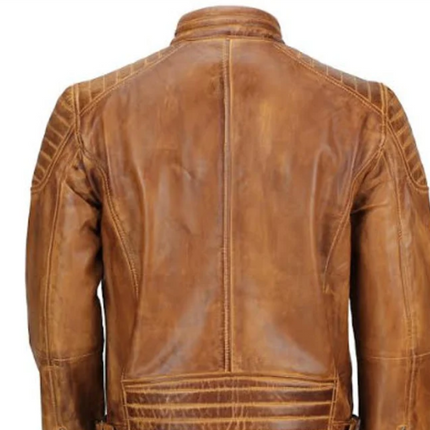 Handmade Brown Leather Biker Jacket For Men, Men Moto Fashion Leather Jacket For Men