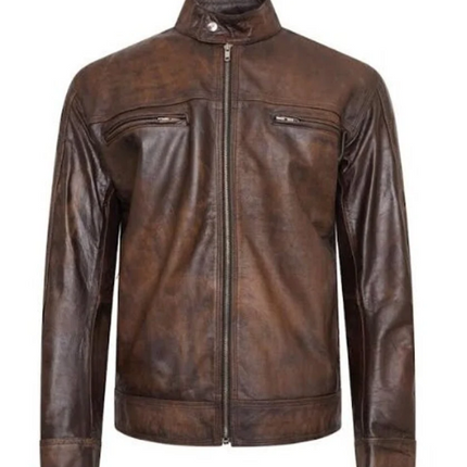 Handmade Men Brown Leather Biker/ Racers Jacket For Men Leather Jacket With Multi Pocket Jacket For Men