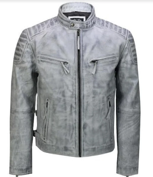 Handmade Men grey Bomber jacket with multi pockets, zipper jacket for men