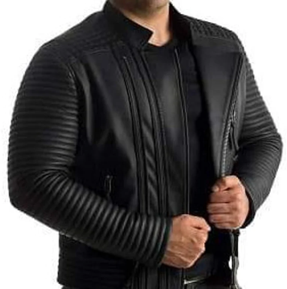 Handmade men’s black leather biker jacket, motorcycle leather jacket for men