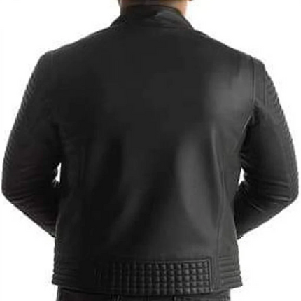 Handmade men’s black leather biker jacket, motorcycle leather jacket for men