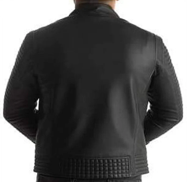 Handmade men’s black leather biker jacket, motorcycle leather jacket for men