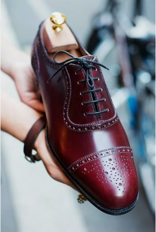Handmade Men Red Brogue Leather Lace Up Formal Dress, Office Shoes for Men’s