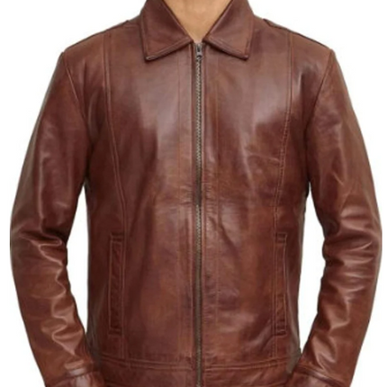 Handmade Brown Biker Jacket For Men, Moto Leather Coat Jacket