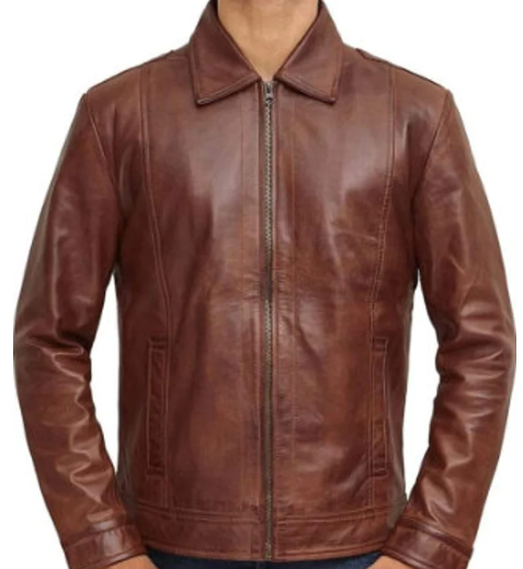 Handmade Brown Biker Jacket For Men, Moto Leather Coat Jacket