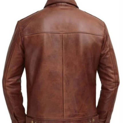 Handmade Brown Biker Jacket For Men, Moto Leather Coat Jacket