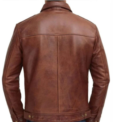 Handmade Brown Biker Jacket For Men, Moto Leather Coat Jacket