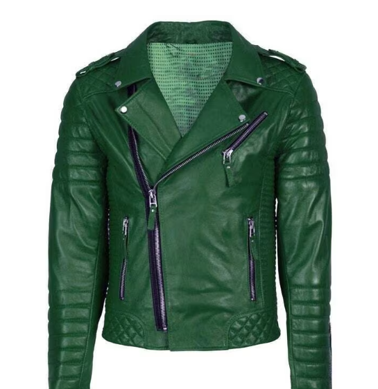 Handmade New Men’s Green Leather Jacket Moto Biker Jacket For Men
