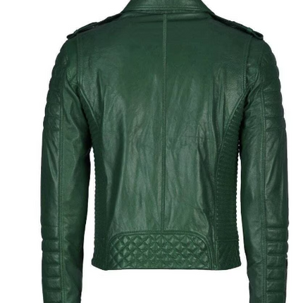 Handmade New Men’s Green Leather Jacket Moto Biker Jacket For Men