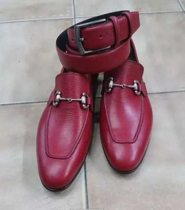 Handmade men burgundy red leather moccasin, dress leather formal shoes for mens