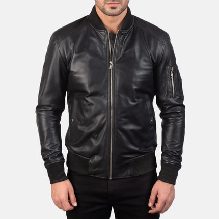 Handmade men’s black leather jacket, moto Biker Style jacket for men