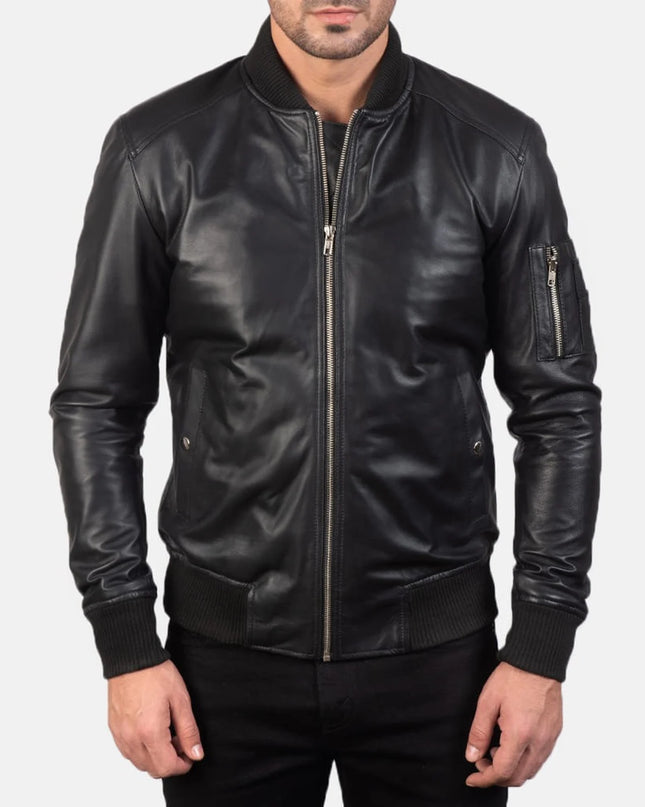 Handmade men’s black leather jacket, moto Biker Style jacket for men
