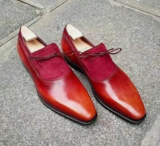 Handmade Men’s Maroon Formal Tassels Dress Shoes, Real Leather and Suede Shoes