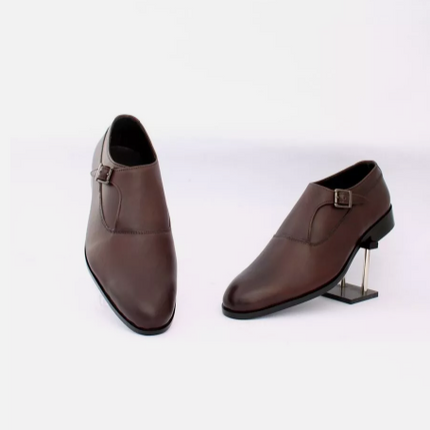 Handmade Men’s Brown Formal Monk Strap Dress Shoes, Real Leather Shoes