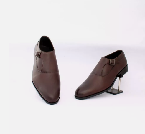 Handmade Men’s Brown Formal Monk Strap Dress Shoes, Real Leather Shoes