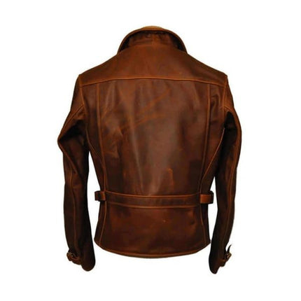 Men Brown Leather Slimfit Jacket, Celebrity Captain America Leather Jacket