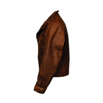 Men Brown Leather Slimfit Jacket, Celebrity Captain America Leather Jacket