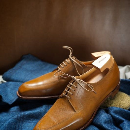 Handmade Men Tan Leather Derby Shoes, Office/ business shoes for men