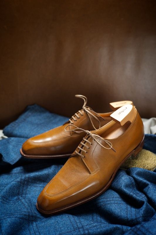 Handmade Men Tan Leather Derby Shoes, Office/ business shoes for men