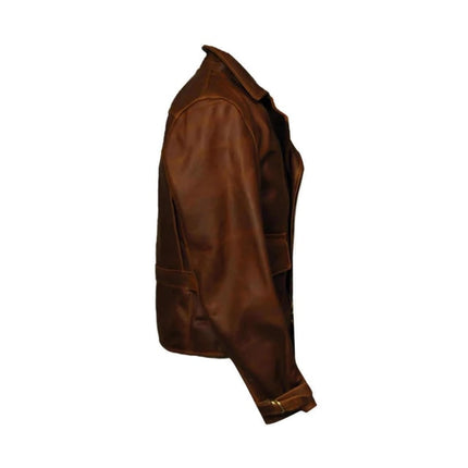 Men Brown Leather Slimfit Jacket, Celebrity Captain America Leather Jacket